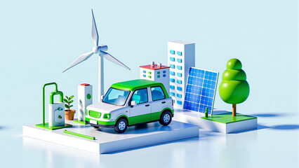 3D green renewable energy scene