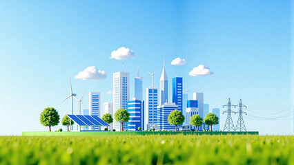 3D green urban agglomeration scene