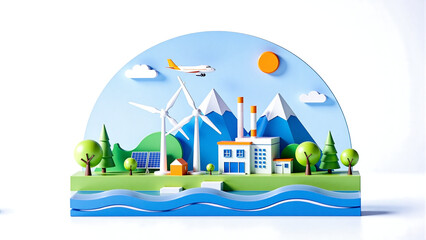 3D green renewable energy scene
