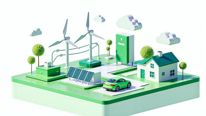 3D green renewable energy scene