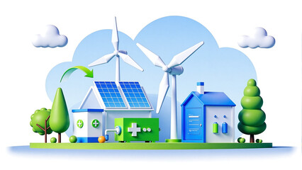 3D green renewable energy scene