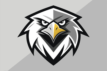 Sharp white eagle head gazes intently with piercing eyes on a simple background