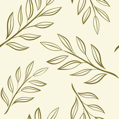 Elegant Olive Branch Seamless Pattern Subtle Botanical Illustration for Textile Design