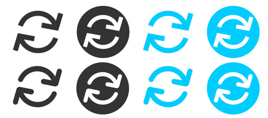 Set of round two arrow switch. Arrows transfer. Flat vector icon representing transfer, swap, exchange, spin, or flip actions. Vector isolated on white background. EPS10