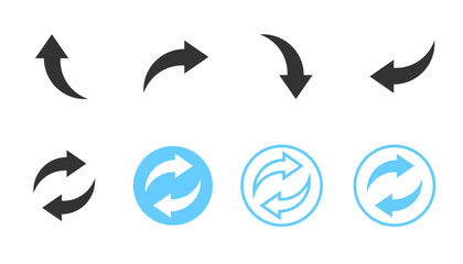 Exchange arrow icon featuring a circular reverse symbol. Represents refresh, switch, or direction change. Blue and gray button isolated on transparent background. EPS10