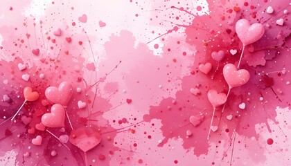 Pink Multicolor Sweet Candy Valentines Watercolor Splash Background Vector Illustration