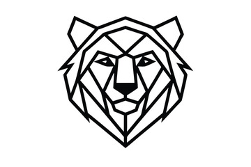 Geometric lion head outlined in black, creating a modern and minimalist animal portrait