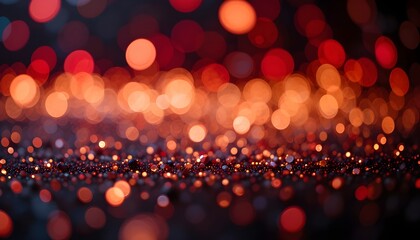 Abstract Red Gold and Black Glitter Lights Background with Defocused Sparkle Effect