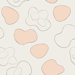 Abstract Seamless Pattern with Organic Shapes in Pastel Peach and Beige Tones