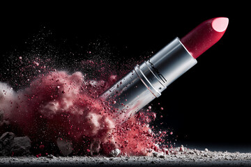 a lipstick reimagined as a rocket launching into space