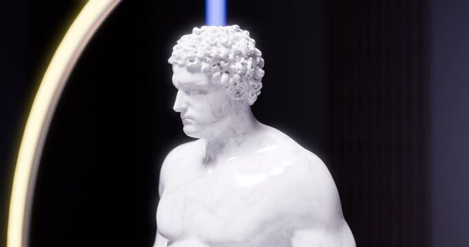 A Stunning White Marble Statue of a Muscular Man showing exceptional craftsmanship and artistry