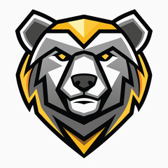 Stylish geometric bear head with golden accents presents a bold identity