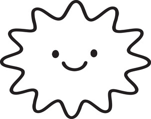 Cute Smiley Sunburst Outline -vector illustration