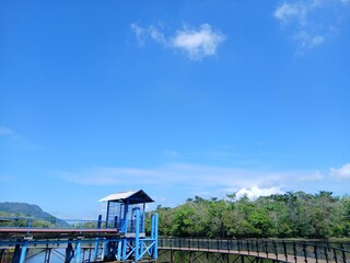 wooden bridge over the river