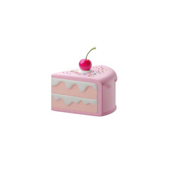 A piece of multi-layer cake with cherries