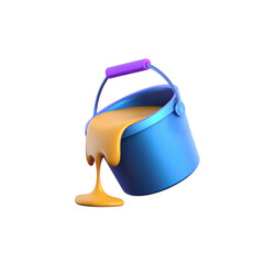Tipped bucket of glossy, honey-like liquid spilling over its rim