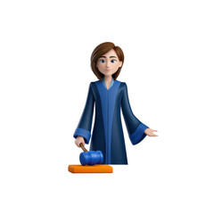 A cartoon of a young female judge