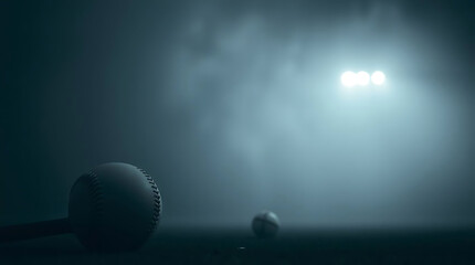 Baseball under stadium lights at night for sports photography and baseball backgrounds and baseball wallpapers