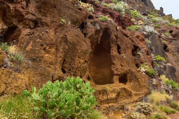 Eroded volcanic wall in Anaga