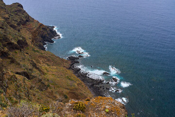 Volcanic cliff above Atlantic ocean