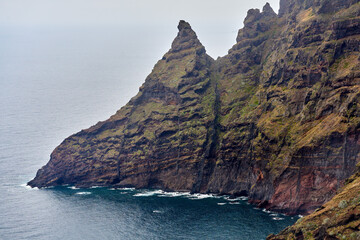 Volcanic cliff above Atlantic ocean