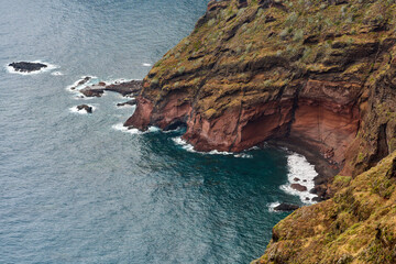 Volcanic cliff above Atlantic ocean