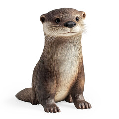 Realistic Otter Figurine on a Transparent Background
