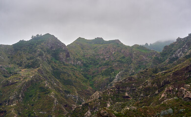 Mist over volcanic valley in Anaga