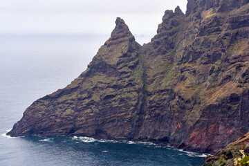 Volcanic cliff above Atlantic ocean