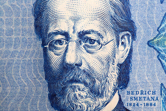 Bedrich Smetana a closeup portrait from old Czechoslovak money