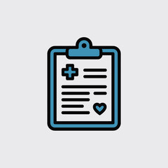 Blue and Teal Medical Report Clipboard Icon Minimalist Flat Design Illustration Healthcare Document Symbol