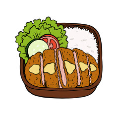 Fresh and crispy katsu with cheese sauce on top