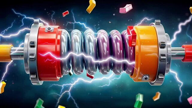 A Tesla coil sparks with electric arcs that dance and fade, set against a twinkling starry night sky in a looping pulse.