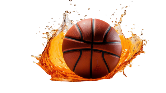 Basketball splash effect isolated on transparent background. PNG.