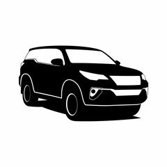 Car Sport Utility Vehicle vector silhouette isolated on white background