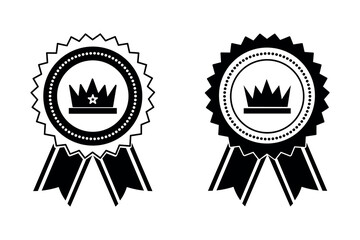 Crown ribbon award badge icon vector set for recognition, excellence, and prize achievement