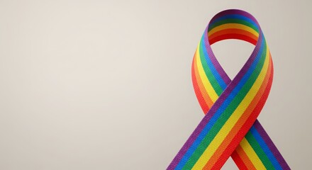 pride ribbon on a neutral background with a blank area on the left for copying