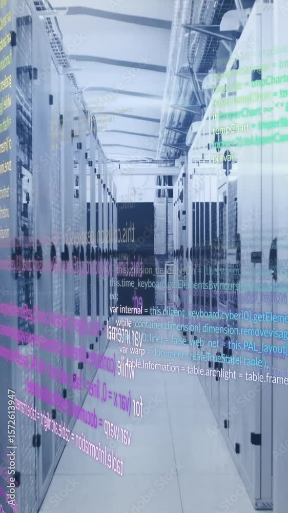 Poster animation of data processing over computer servers