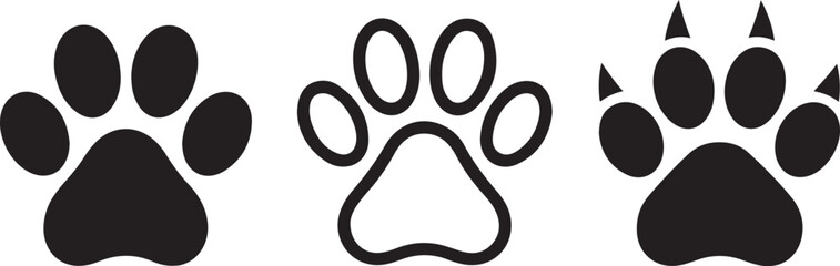 Collection of diverse paw print icons for animal lovers and pet businesses