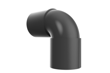 90-Degree Pipe Elbow Line Art: High-res technical illustration. Isolated PNG with transparent background, perfect for construction, DIY, engineering, architectural design, plumbing system diagrams.