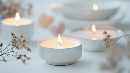 A group of candles sitting on top of a table, perfect for decoration or ambiance