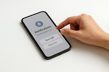 Hand Choosing Notification Settings on Smartphone – Do Not Disturb Mode