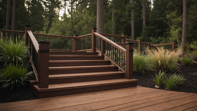 Outdoor Decking with Stairs Made from Trex Material