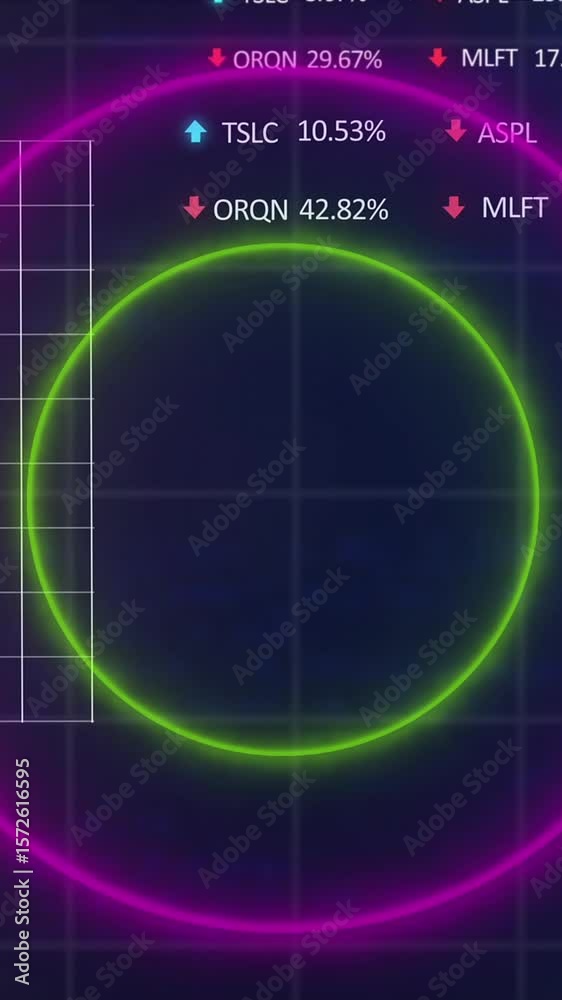 Poster animation of financial data processing and scope scanning over grid