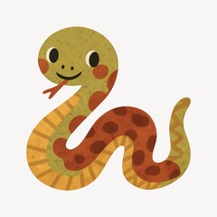 Obraz premium Cute cartoon snake illustration.