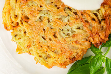 Potato pancakes drainiki potato cutlets vegetable dish fresh delicious gourmet food background on...