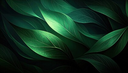Obraz premium Dark Green Leaves Background With Sparkle