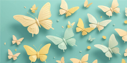 Seamless pattern of colorful butterflies and autumn leaves, a beautiful nature-inspired vector illustration perfect for spring and summer designs