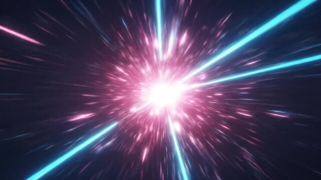 Dynamic Abstract Space Tunnel: Neon Light Speed Travel