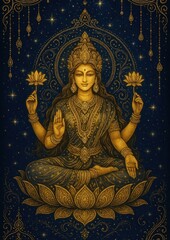 Obraz premium Divine goddess meditation illustration